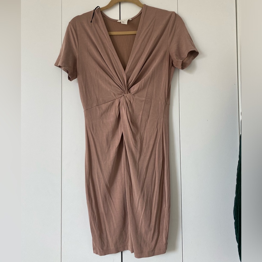H&M Twist Front Burnt Rose Dress